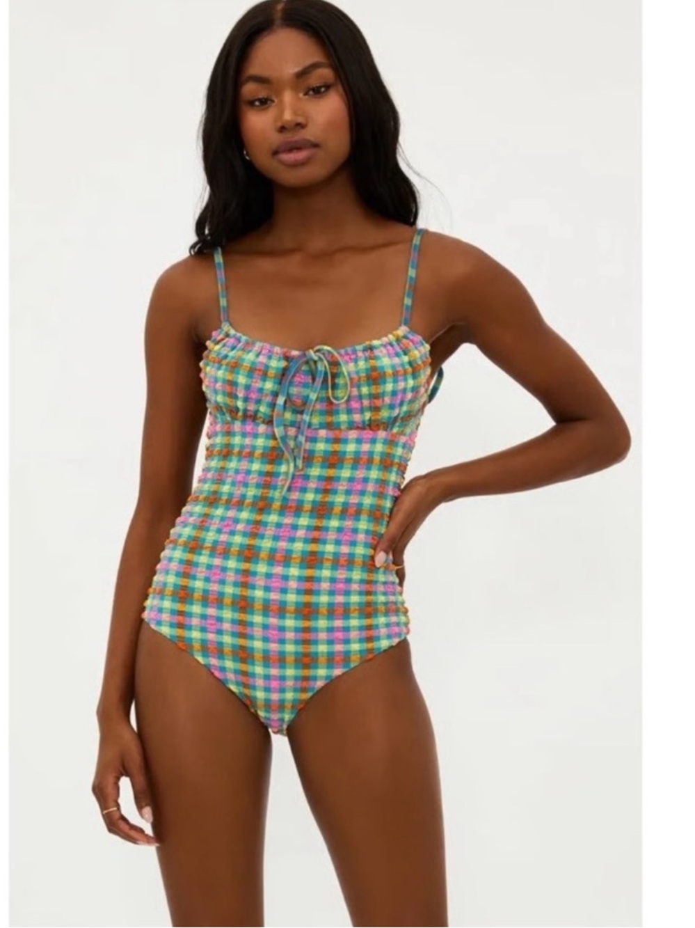NWT Beach Riot Sunny Side Gingham Check Betsy One Piece Swimsuit Sz XS
